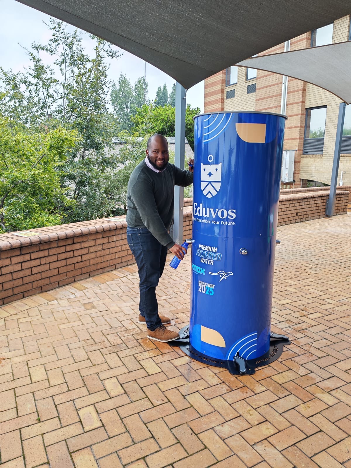 Campus installation of a blue filtered-water station